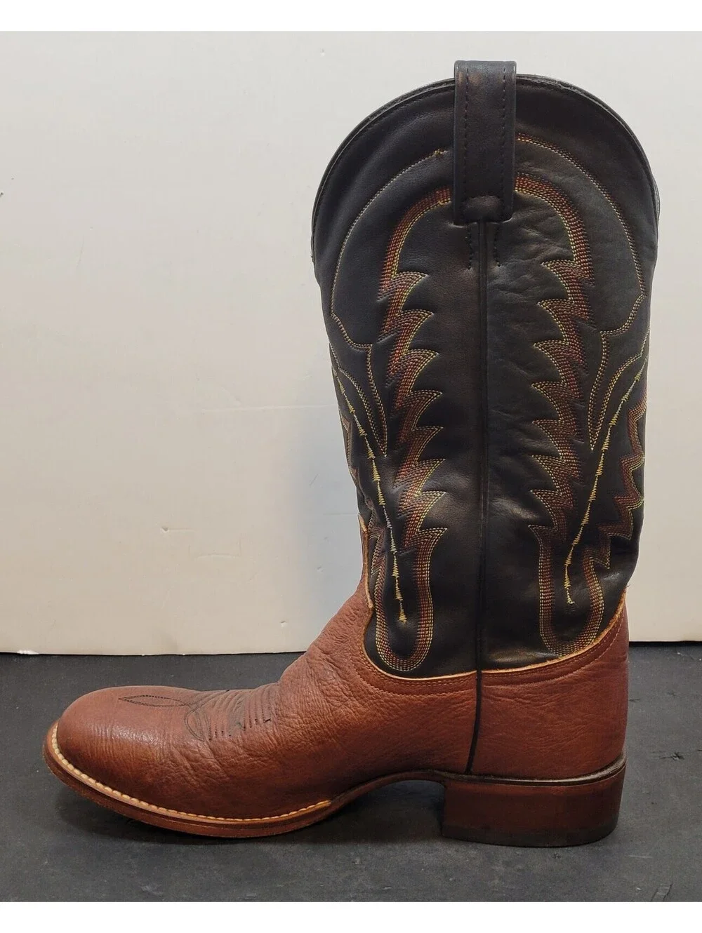 Dan Post Western Boots Mens 9.5 D Pull On Cowboy Brown Leather Round Toe DP4163